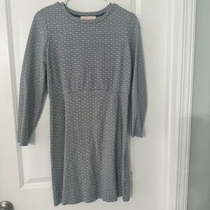 Tory Burch Blue Patterned Long Sleeve Dress